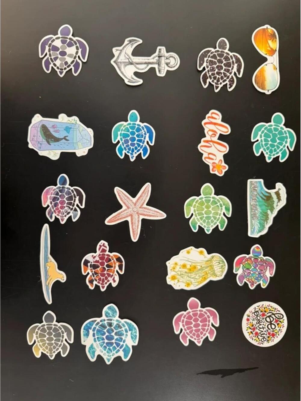 Ocean-Themed Sticker Bundle – Sea Turtles, Aloha, Beach Vibes (20+ pcs)